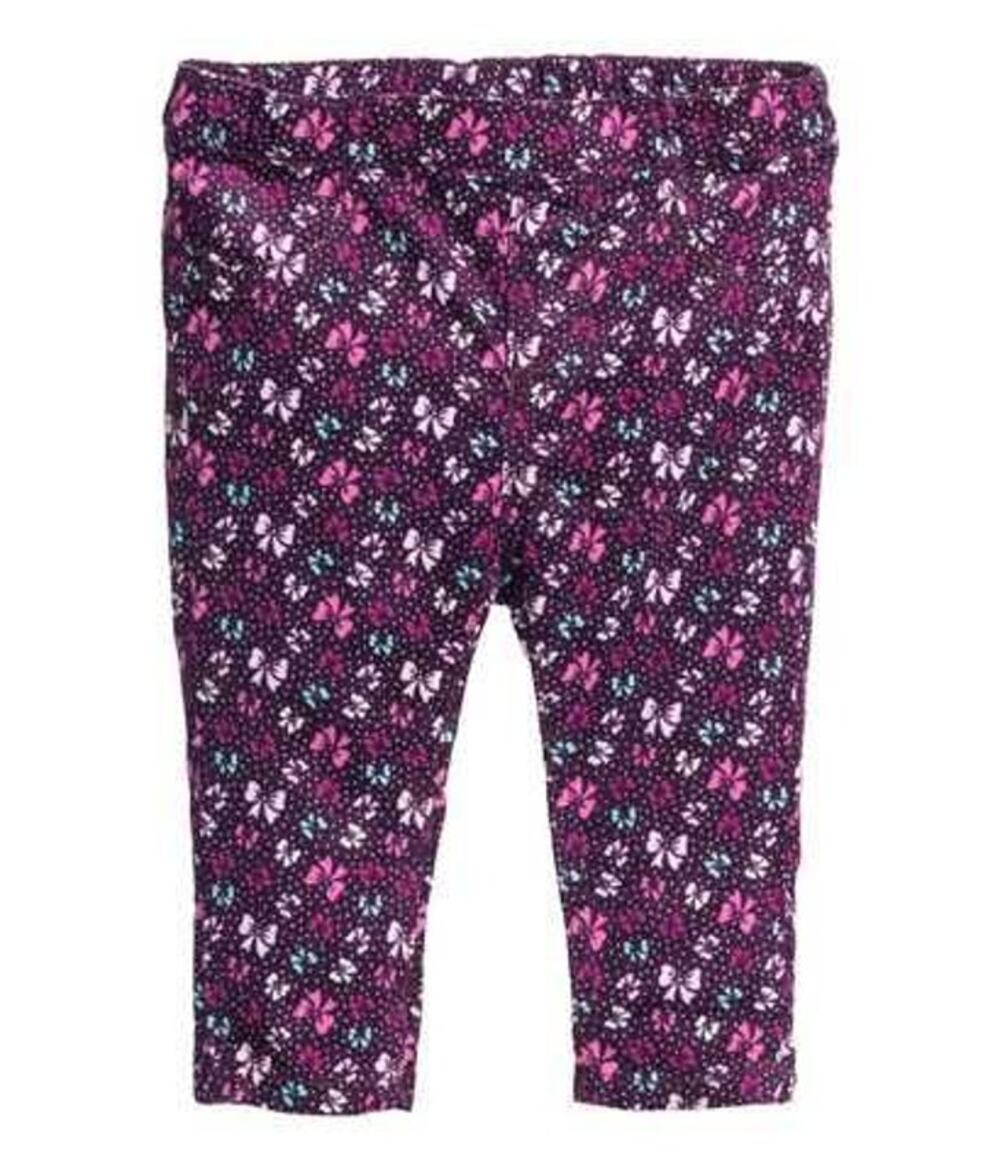 H&M Baby Girls Purple Bow Print Pull-On Leggings Size 12-18 Months 12-18M